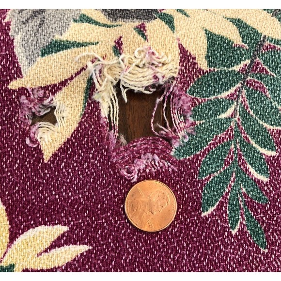 Vintage Fabric / Tablecloth Floral Flowers Leaves Rectangle 44x37" - Picture 3 of 6